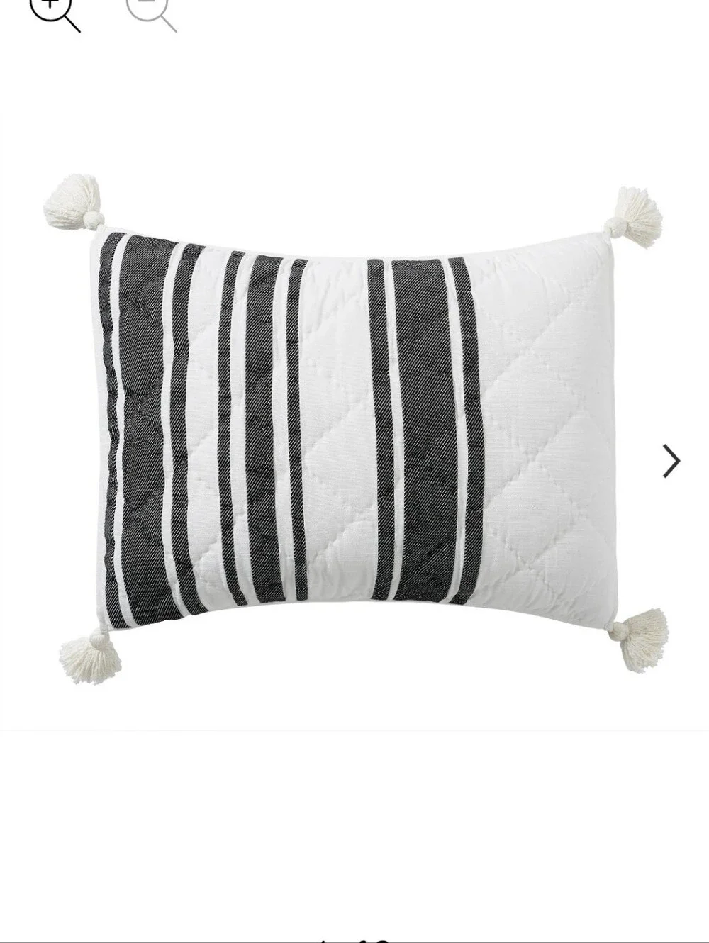Mesa Striped Handcratted Cotton Quilted Sham Set Of 2 NWT Black/ White